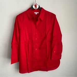 NEW Isaac Mizrahi Live! Red Pleated Tunic Top